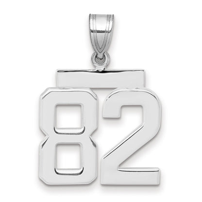 14K Weißgold Poliert Zahl 82 Charm, Mittelgroß