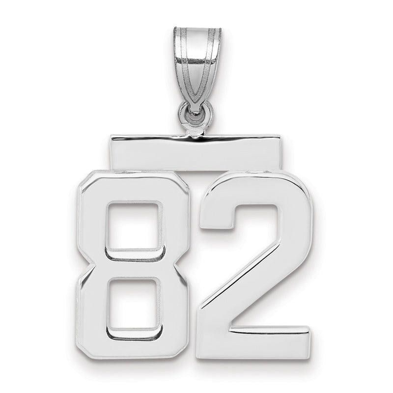 14K Weißgold Poliert Zahl 82 Charm, Mittelgroß