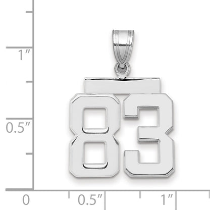 14K Weißgold mittelgroßer polierter Zahl-83-Charm