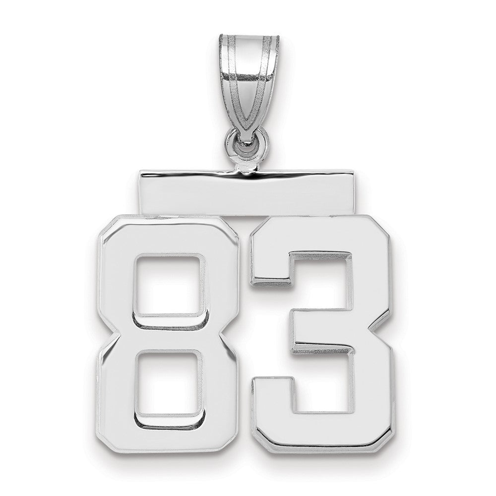 14K Weißgold mittelgroßer polierter Zahl-83-Charm