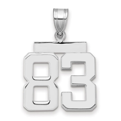 14K Weißgold mittelgroßer polierter Zahl-83-Charm