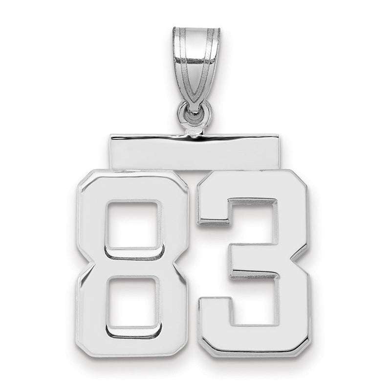 14K Weißgold mittelgroßer polierter Zahl-83-Charm