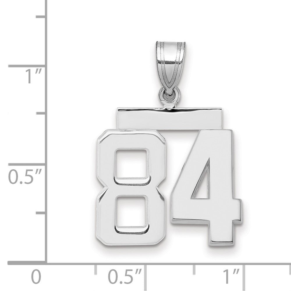 14k Weißgold mittelgroßer polierter Zahl-84-Charm