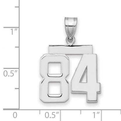 14k Weißgold mittelgroßer polierter Zahl-84-Charm