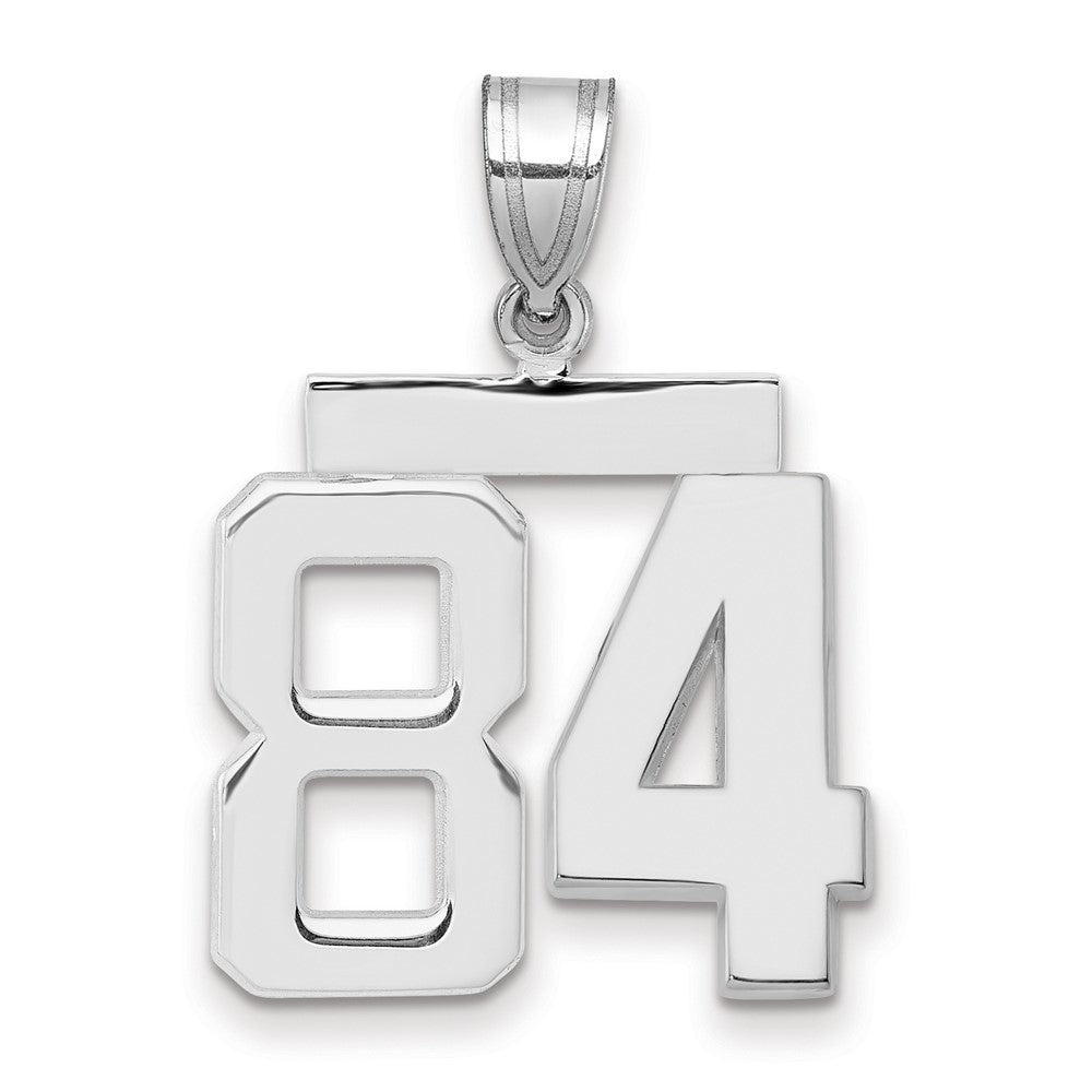 14k Weißgold mittelgroßer polierter Zahl-84-Charm