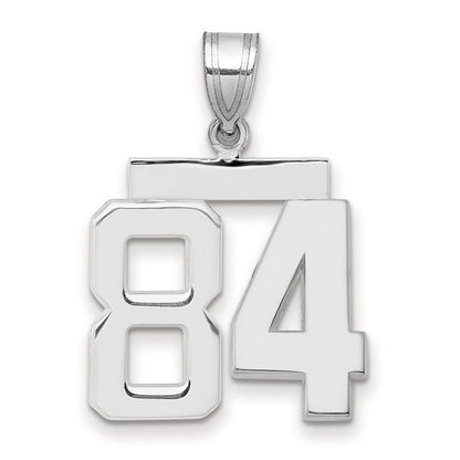14k Weißgold mittelgroßer polierter Zahl-84-Charm