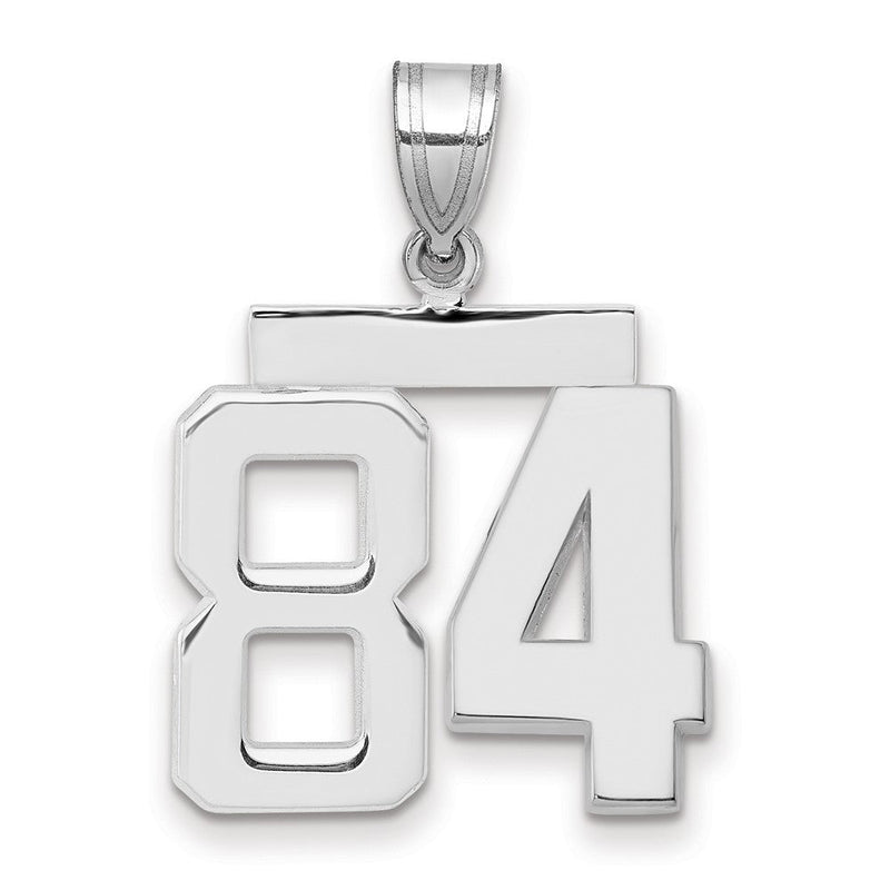14k Weißgold mittelgroßer polierter Zahl-84-Charm