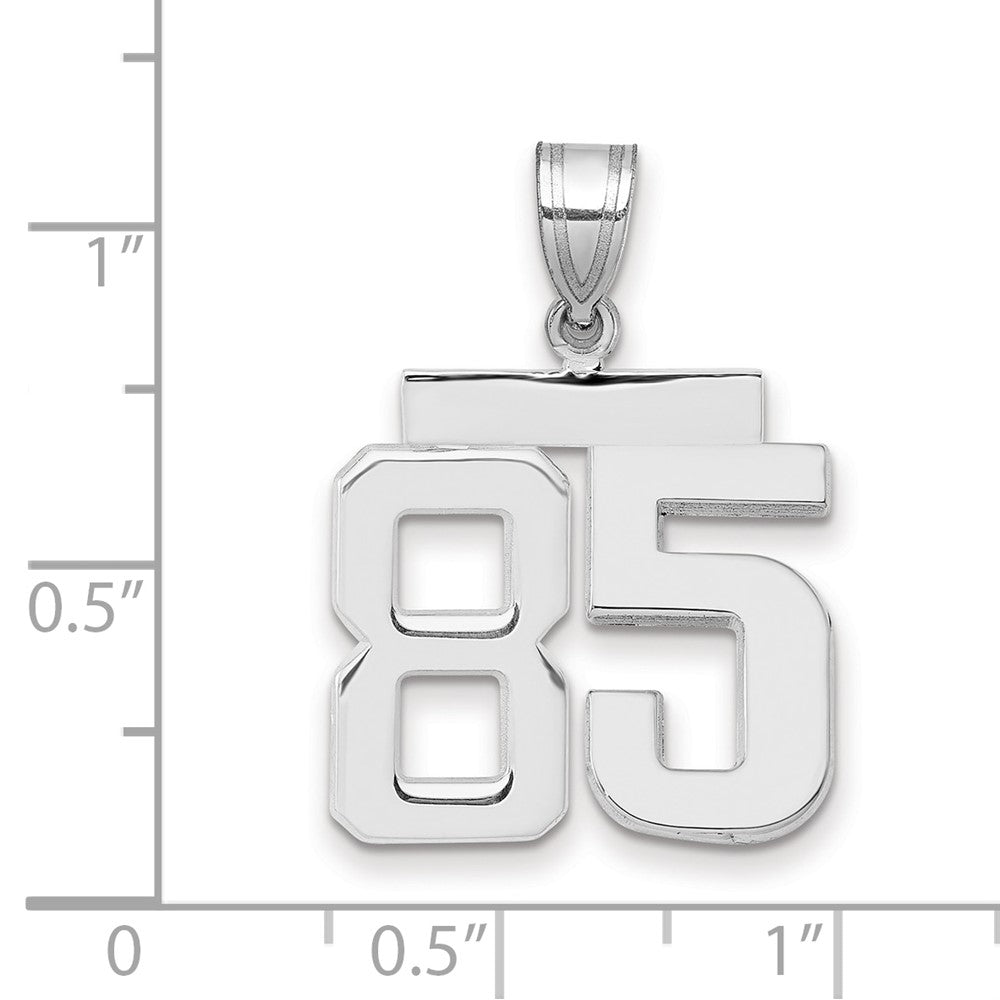 14K Weißgold Charm mit Nummer 85, mittelgroß, poliert