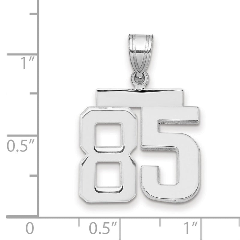 14K Weißgold Charm mit Nummer 85, mittelgroß, poliert