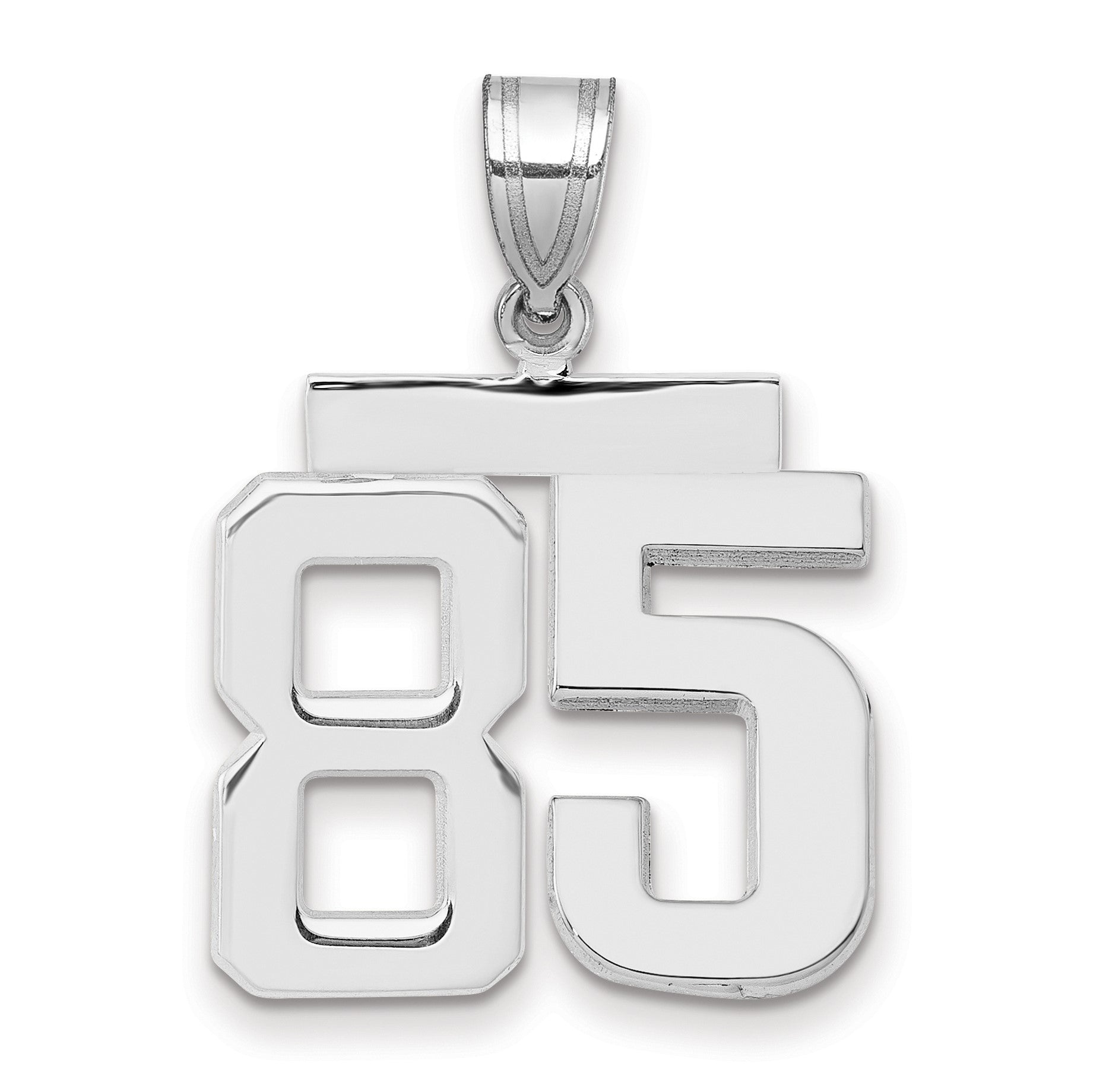 14K Weißgold Charm mit Nummer 85, mittelgroß, poliert