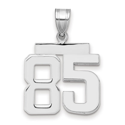 14K Weißgold Charm mit Nummer 85, mittelgroß, poliert