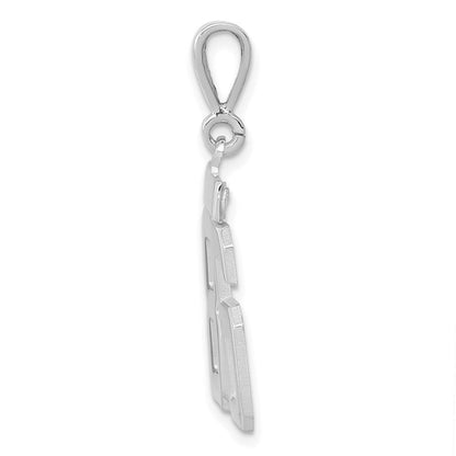14K Weißgold Zahl 86 Charm, mittelgroß, poliert