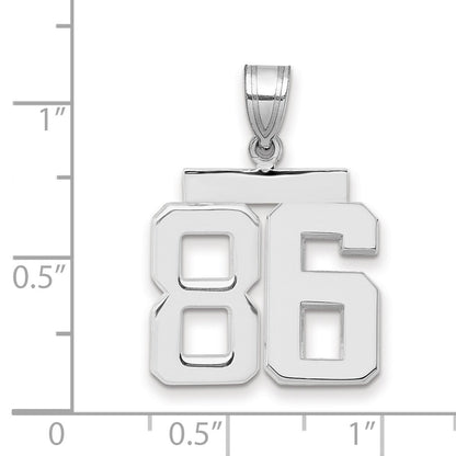 14K Weißgold Zahl 86 Charm, mittelgroß, poliert