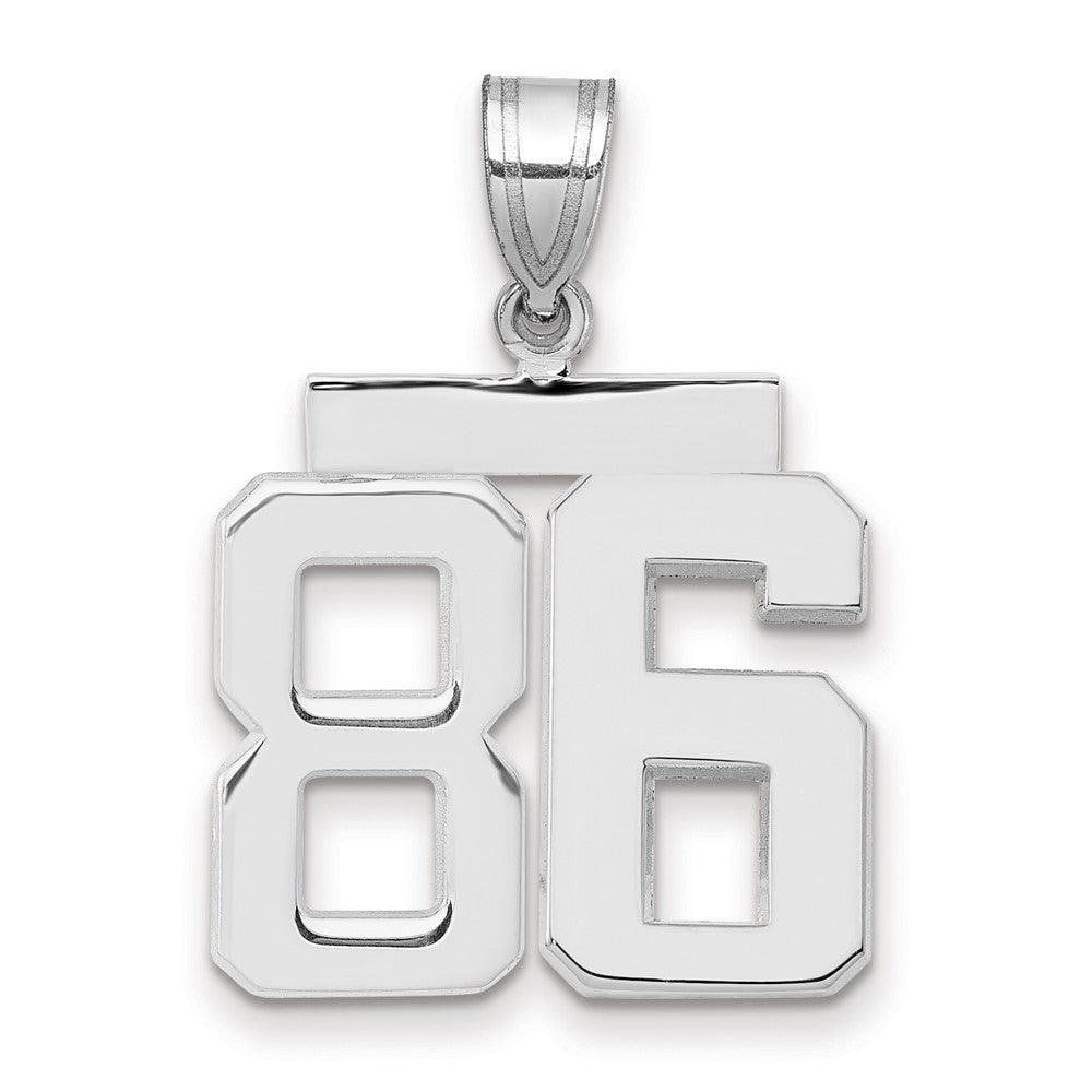 14K Weißgold Zahl 86 Charm, mittelgroß, poliert