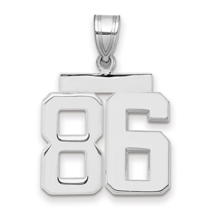 14K Weißgold Zahl 86 Charm, mittelgroß, poliert