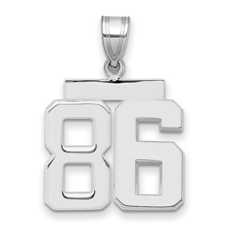 14K Weißgold Zahl 86 Charm, mittelgroß, poliert