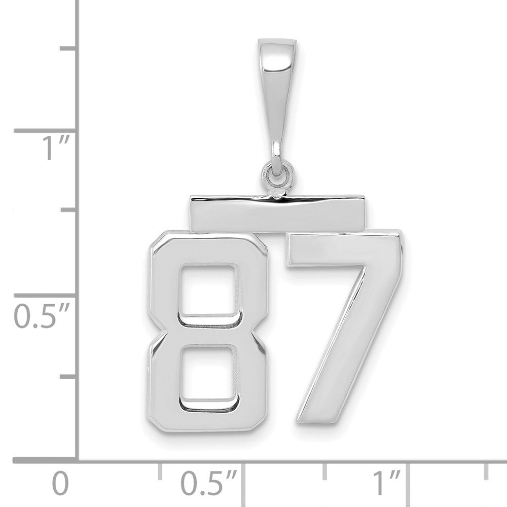 14K Weißgold mittelgroßer polierter Zahl-87-Charm