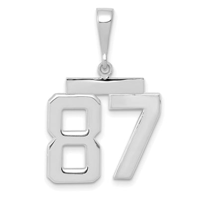14K Weißgold mittelgroßer polierter Zahl-87-Charm