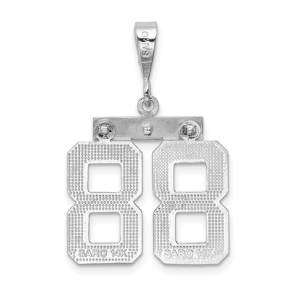 14K Weißgold Mittlerer Polierter Zahl-88-Charm