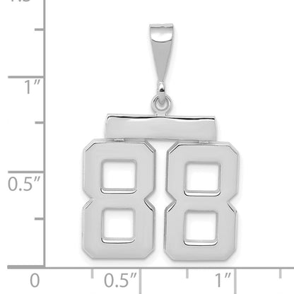 14K Weißgold Mittlerer Polierter Zahl-88-Charm