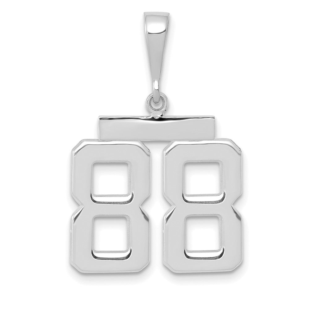 14K Weißgold Mittlerer Polierter Zahl-88-Charm