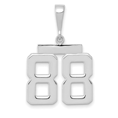 14K Weißgold Mittlerer Polierter Zahl-88-Charm