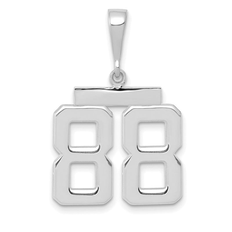 14K Weißgold Mittlerer Polierter Zahl-88-Charm