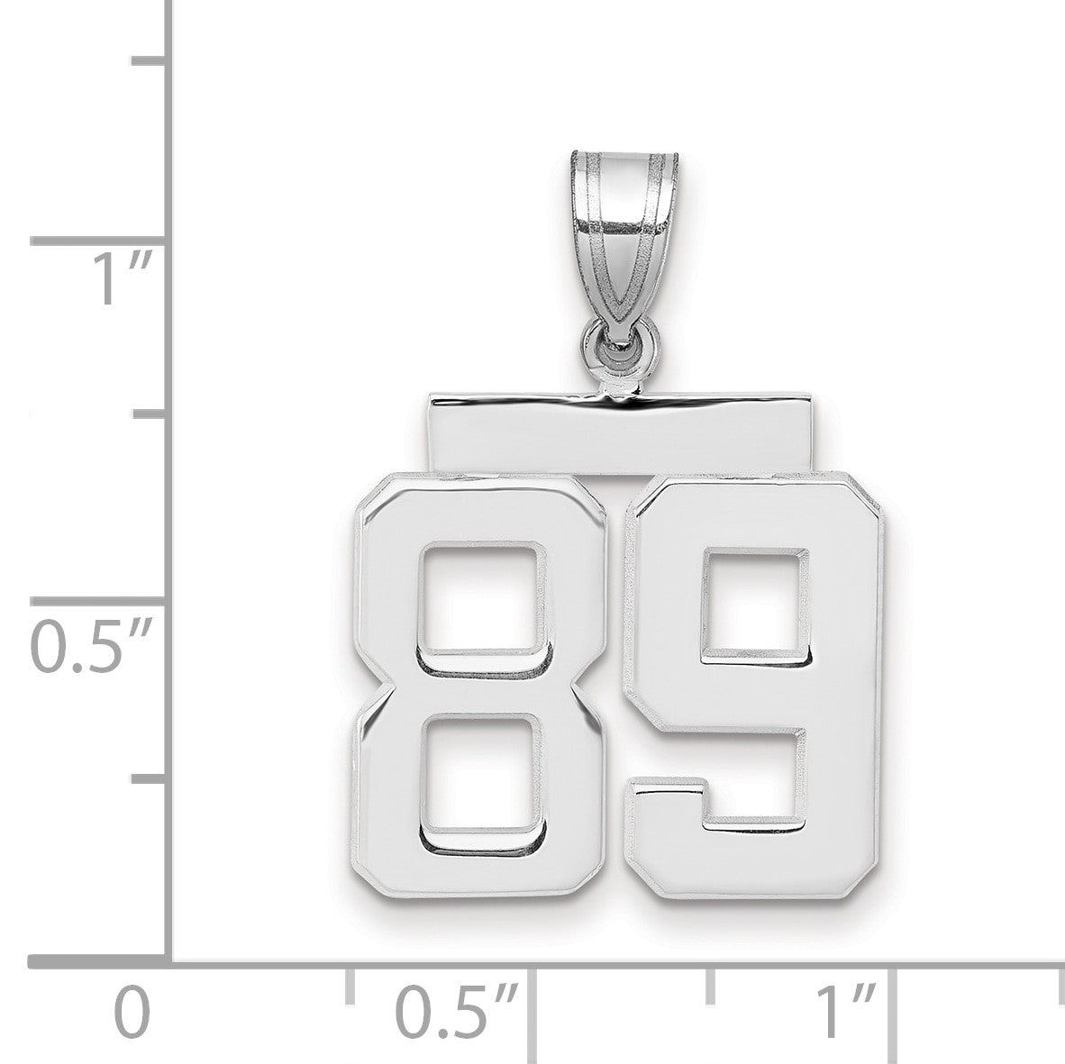 14K Weißgold mittelgroßer polierter Zahl-89-Charm