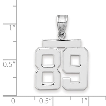 14K Weißgold mittelgroßer polierter Zahl-89-Charm