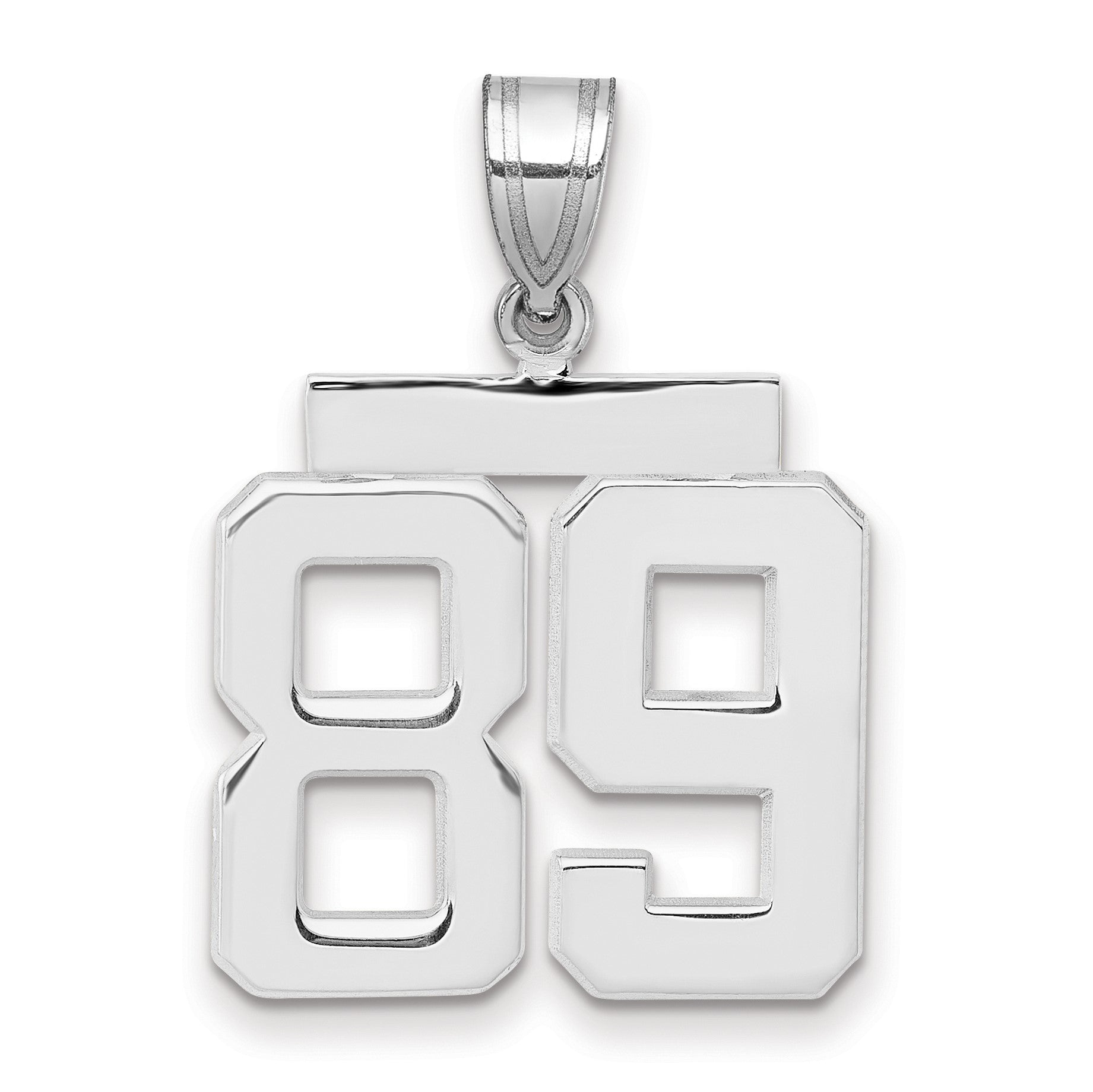 14K Weißgold mittelgroßer polierter Zahl-89-Charm