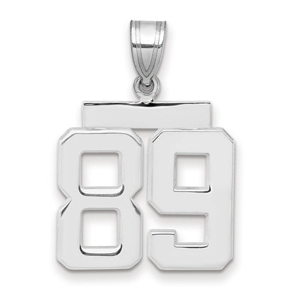 14K Weißgold mittelgroßer polierter Zahl-89-Charm
