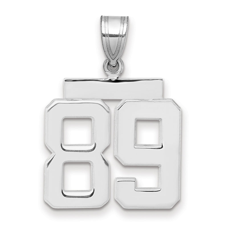 14K Weißgold mittelgroßer polierter Zahl-89-Charm