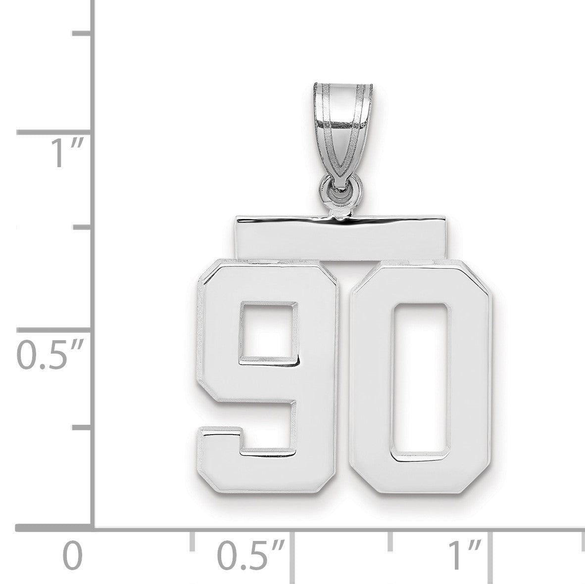 14K Weißgold mittelgroßer polierter Zahl-90-Charm