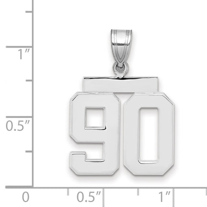 14K Weißgold mittelgroßer polierter Zahl-90-Charm