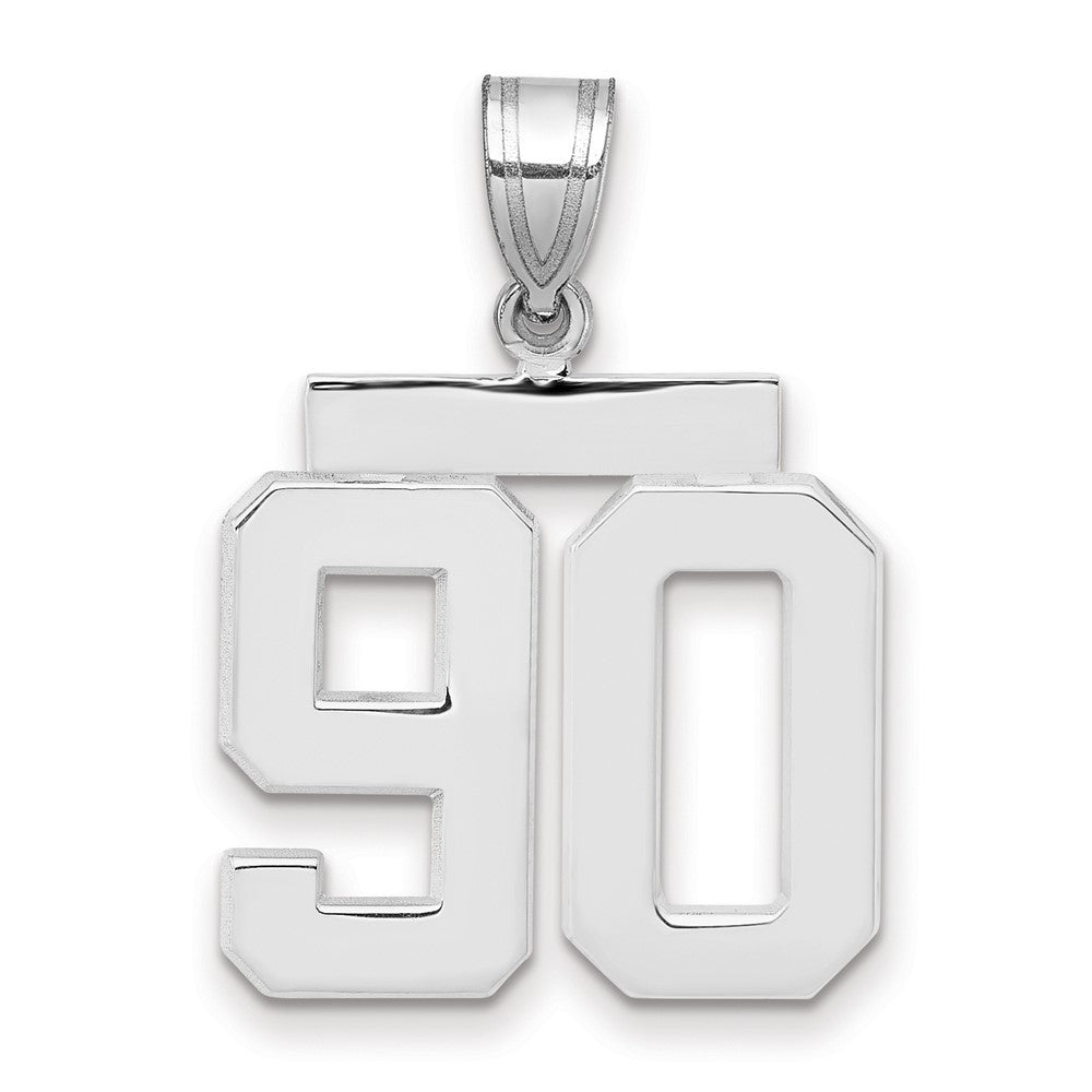 14K Weißgold mittelgroßer polierter Zahl-90-Charm