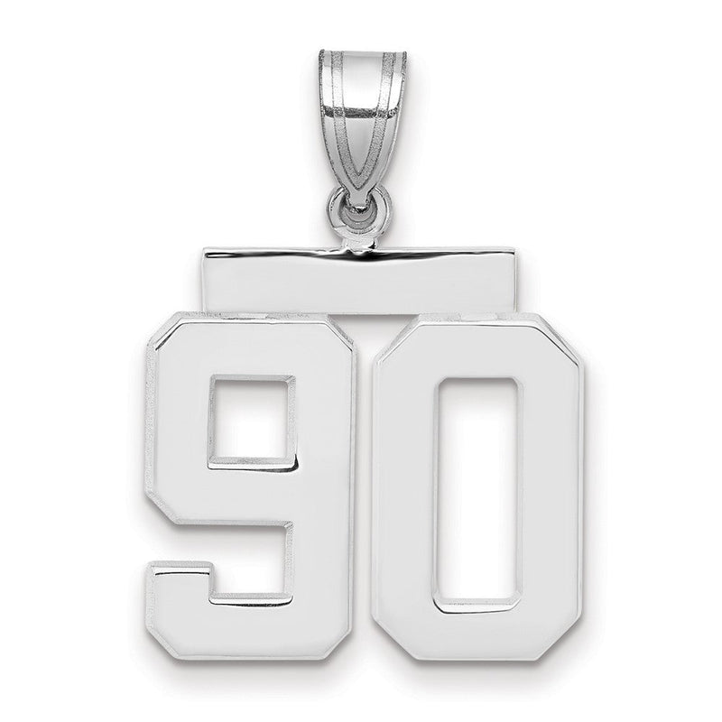 14K Weißgold mittelgroßer polierter Zahl-90-Charm