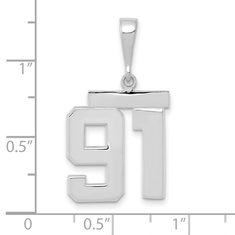 Charm „Nummer 91" mediumgroß, poliert, 14K Weißgold