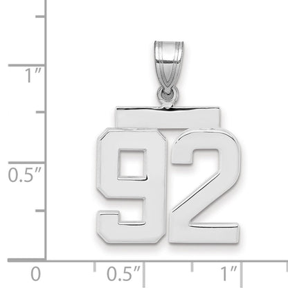 14K Weißgold Medium Polierter Zahl-92-Charm
