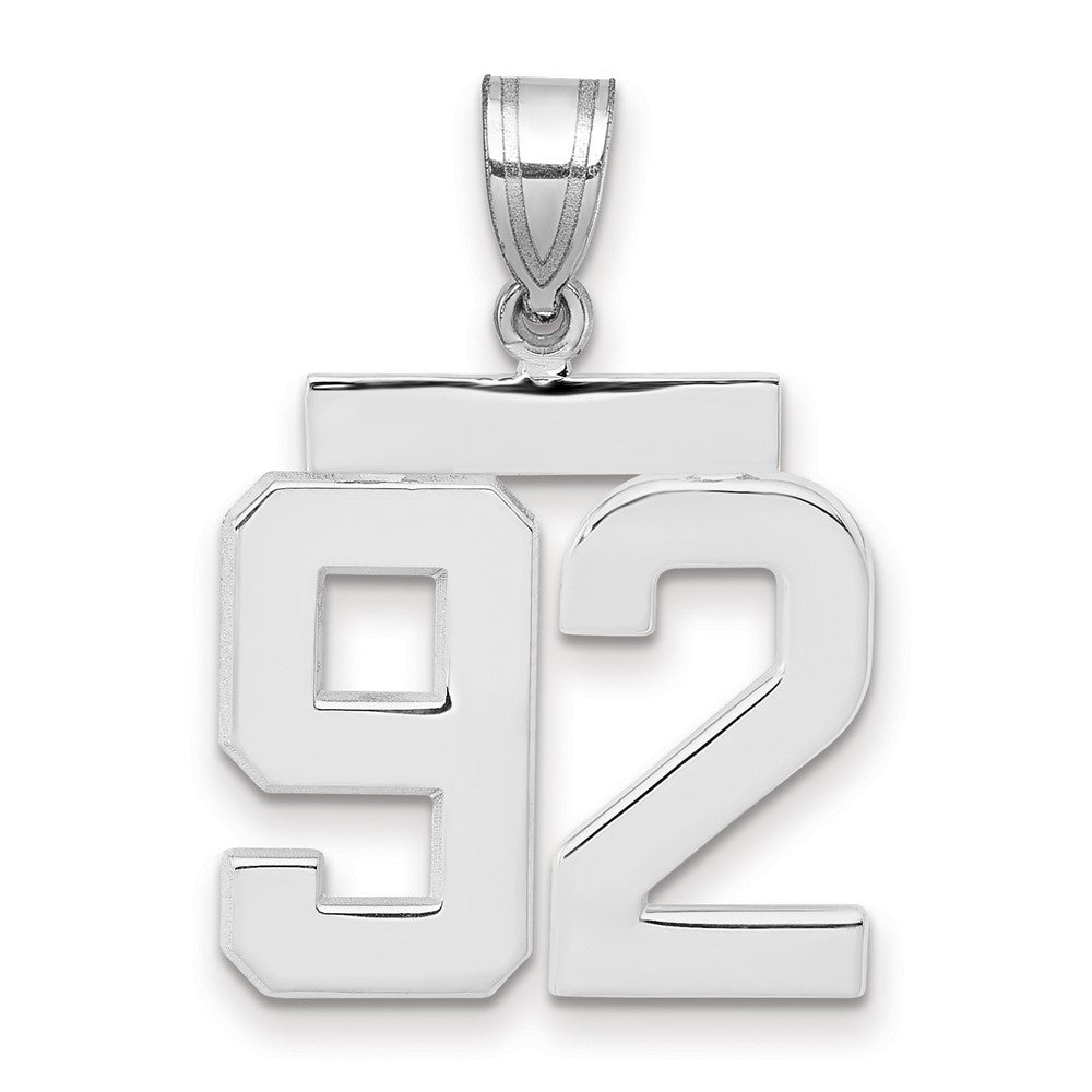 14K Weißgold Medium Polierter Zahl-92-Charm