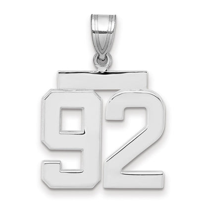14K Weißgold Medium Polierter Zahl-92-Charm