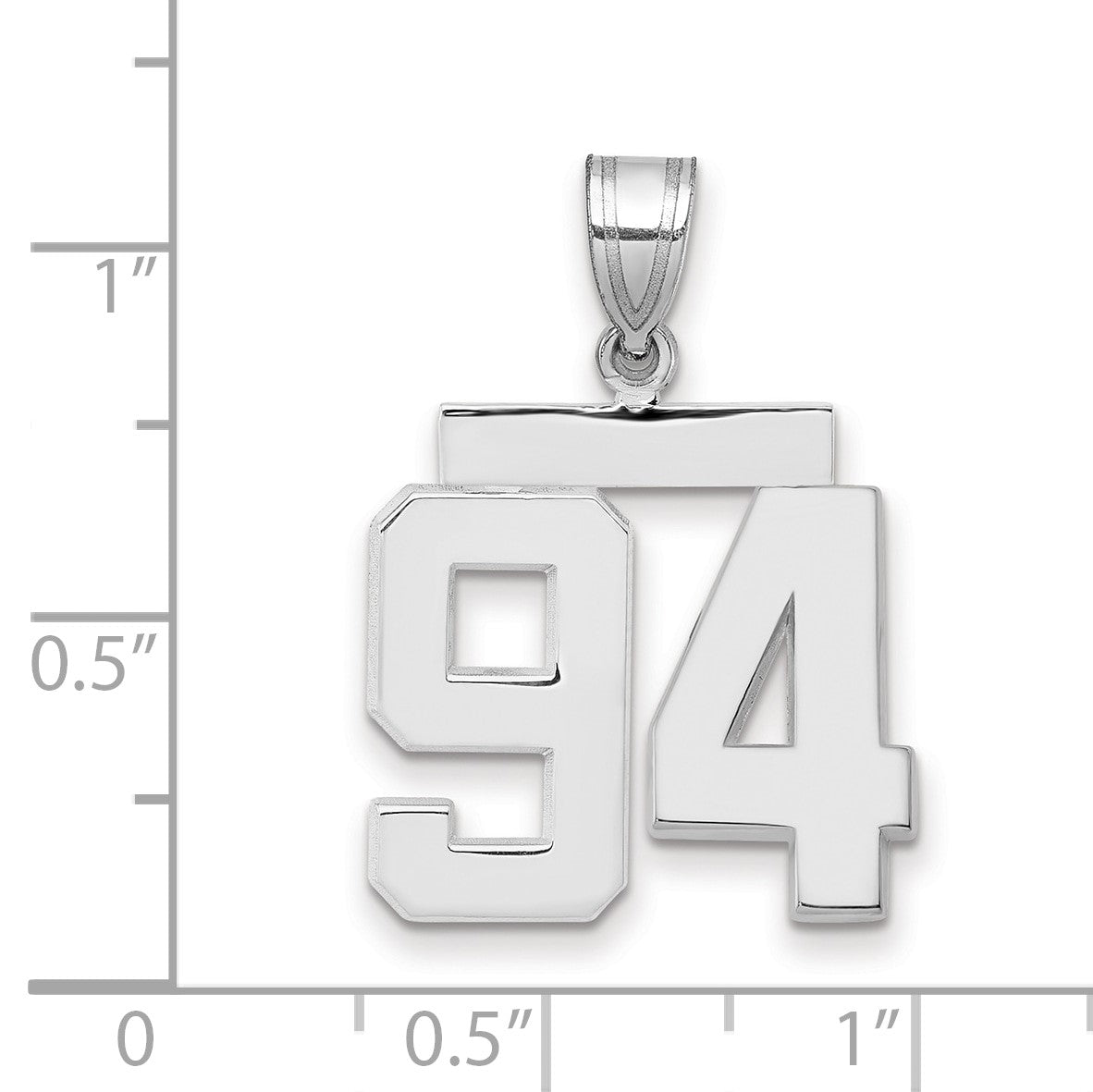 14K Weißgold mittelgroßer polierter Charm „Nummer 94“