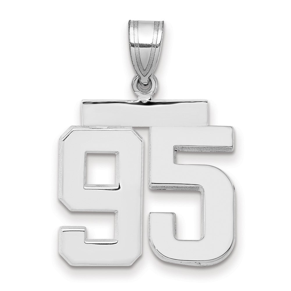 14K Weißgold Mittelgroßer Polierter Zahlen-Charm „95“