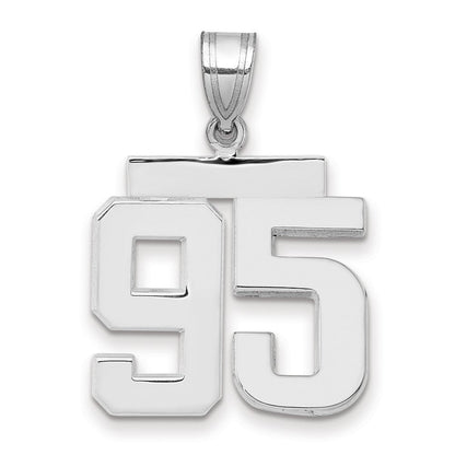 14K Weißgold Mittelgroßer Polierter Zahlen-Charm „95“
