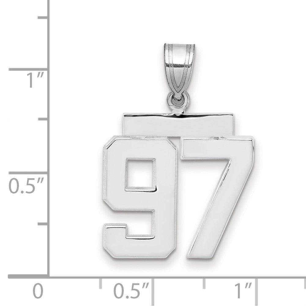 14K Weißgold mittelgroßer polierter Zahl-97-Charm