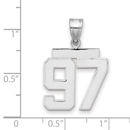 14K Weißgold mittelgroßer polierter Zahl-97-Charm