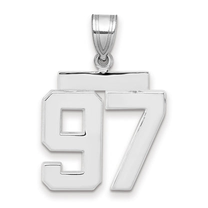 14K Weißgold mittelgroßer polierter Zahl-97-Charm