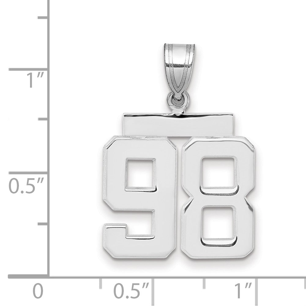 14K Weißgold mittelgroßer polierter Zahl-98-Charm