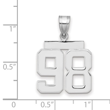 14K Weißgold mittelgroßer polierter Zahl-98-Charm