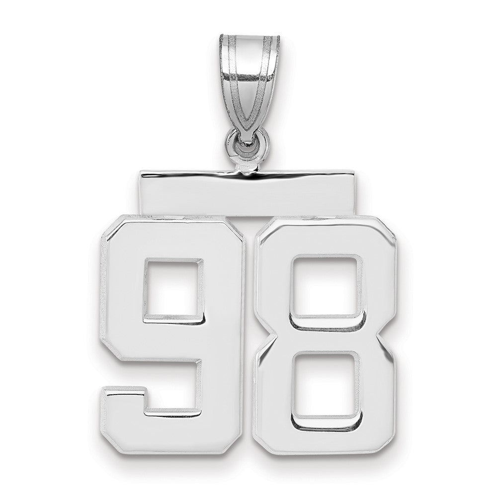 14K Weißgold mittelgroßer polierter Zahl-98-Charm