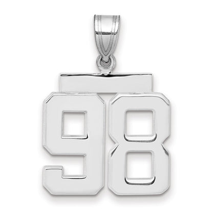 14K Weißgold mittelgroßer polierter Zahl-98-Charm
